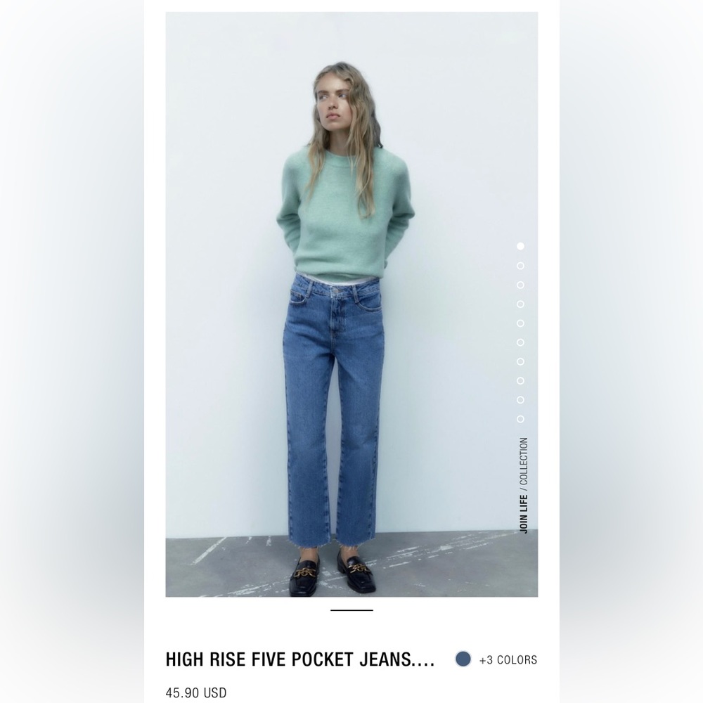 Zara High Rise 5 Pocket Jeans